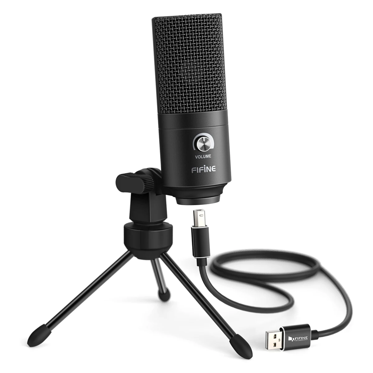 Microfone Condensador USB de Metal FIFINE com Botão de Ganho, Microfone de Gravação Recém-Atualizado com Dupla Articulação Destacável para Laptop/PC-K669