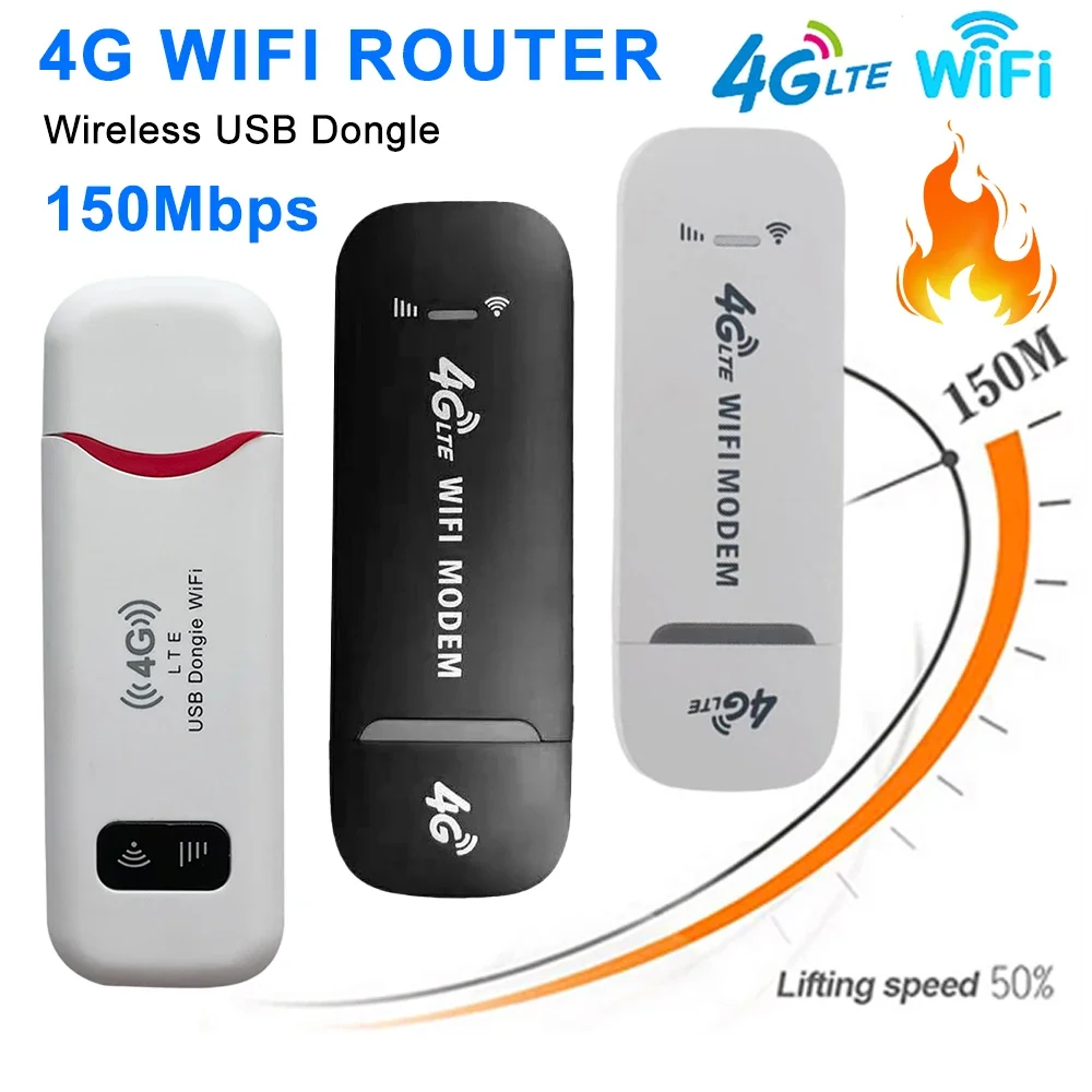 Roteador WiFi LTE Sem Fio 4G com Cartão SIM Portátil 150Mbps Modem USB Hotspot de Bolso Dongle Banda Larga Móvel para WiFi em Casa e Escritório