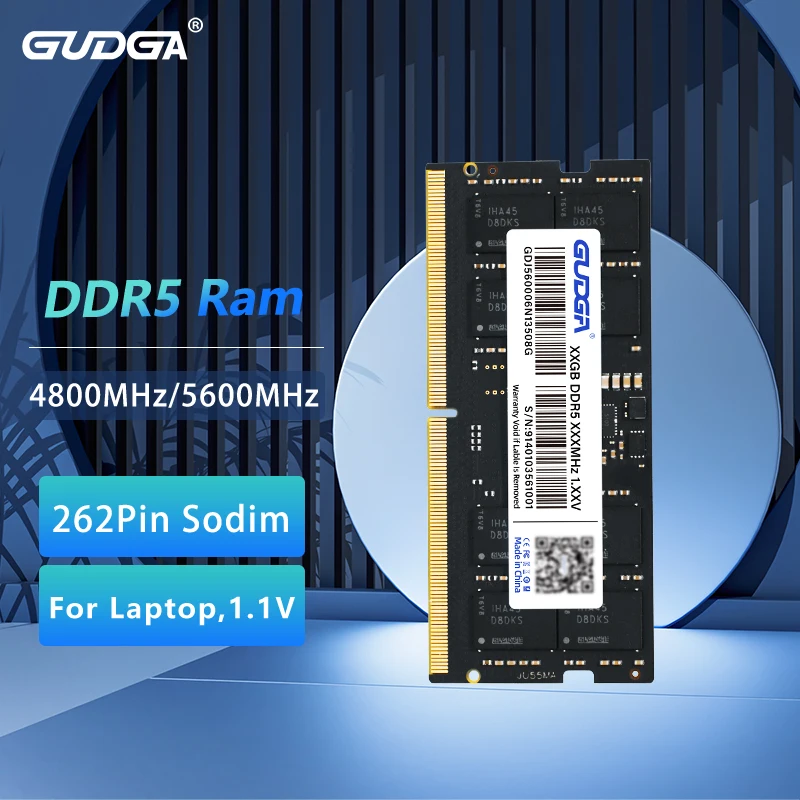 Memória GUDGA DDR5 RAM 8GB 16GB 32GB DDR5 4800MHz 5600MHz Original SODIMM 1.1V 262Pin CL40 CL46 para Laptop Módulo ECC