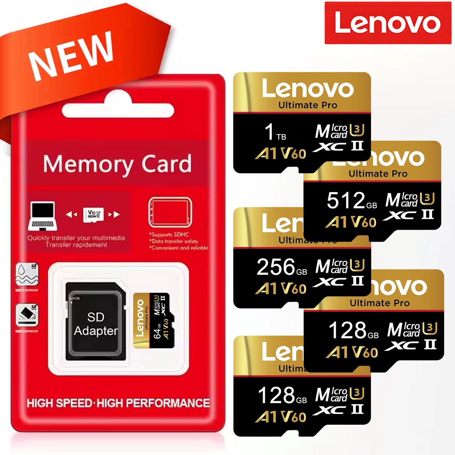 Cartão de memória SD Lenovo, 128 GB, 256 GB, 512 GB, 1 TB, cartão Micro SD V60 U3, cartão de memória Flash, cartão TF, MicroSD, para drones Insta360 e DJI. Cartão de memória SD Lenovo, 128 GB, 256 GB, 512 GB, 1 TB, cartão Micro SD V60 U3, cartão de memória Flash, cartão TF, MicroSD, para drones Insta360 e DJI.