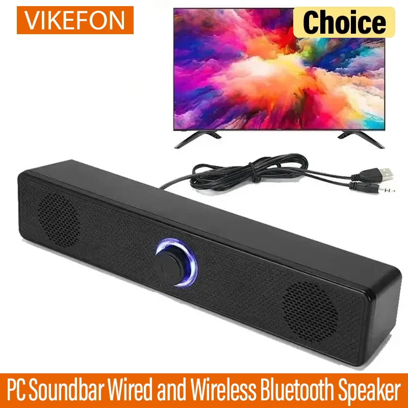 Barra de som para pc, com fio e sem fio, bluetooth, alimentado por usb, para tv, pc, laptop, jogos, home theater, sistema de áudio surround Barra de som para pc, com fio e sem fio, bluetooth, alimentado por usb, para tv, pc, laptop, jogos, home theater, sistema de áudio surround