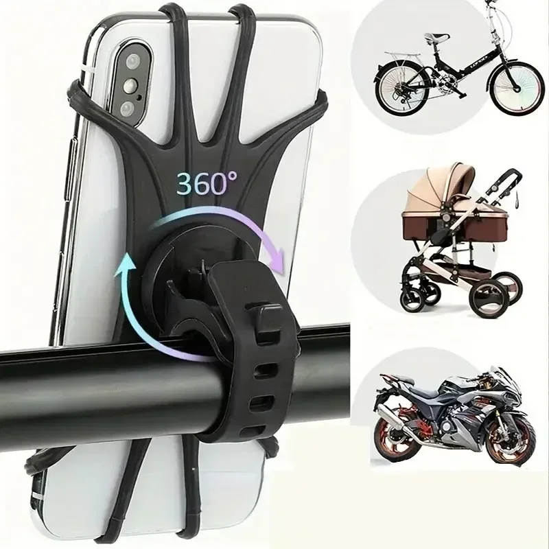 360 rotatable bicicleta motocicleta suporte do telefone suporte de silicone tipo tração montagem segura para todos os smartphones ciclismo suporte