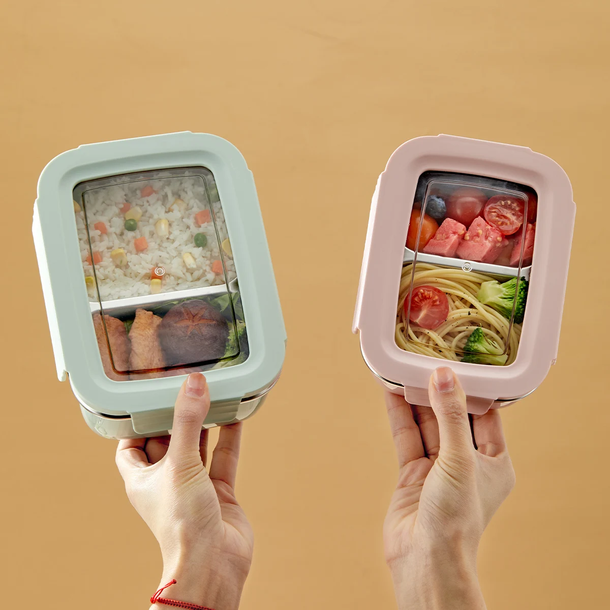 Microondas 304 compartimento de aço inoxidável lancheira empilhável à prova de vazamento estudante bento caixa recipiente de alimentos para alimentos frios e quentes Microondas 304 compartimento de aço inoxidável lancheira empilhável à prova de vazamento estudante bento caixa recipiente de alimentos para alimentos frios e quentes