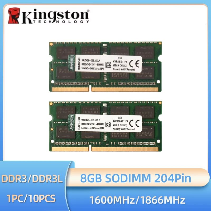 1/10PCS Kingston Laptop Ram DDR3L DDR3 8GB 1600Mhz 1866Mhz SO-DIMM PC3-12800 PC3-14900 1.35/1.5V Memória RAM para Notebook