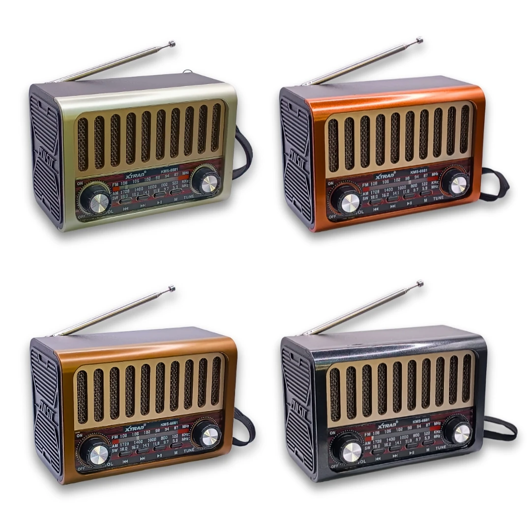 Rádio Retrô bluetooth Caixa de Som Portátil Carregamento USB KMS-6681 Rádio Retrô bluetooth Caixa de Som Portátil Carregamento USB KMS-6681
