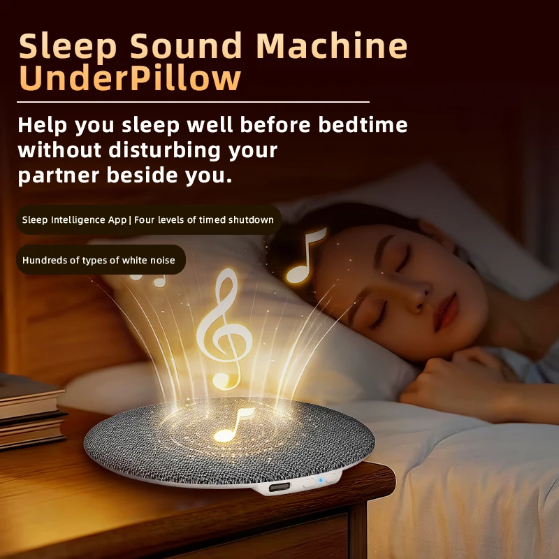 Caixa de Som Bluetooth 6.0 para Dormir, Reprodutor de Música MP3 Sem Fio Ultra-Fino para Colocar Abaixo da Almofada