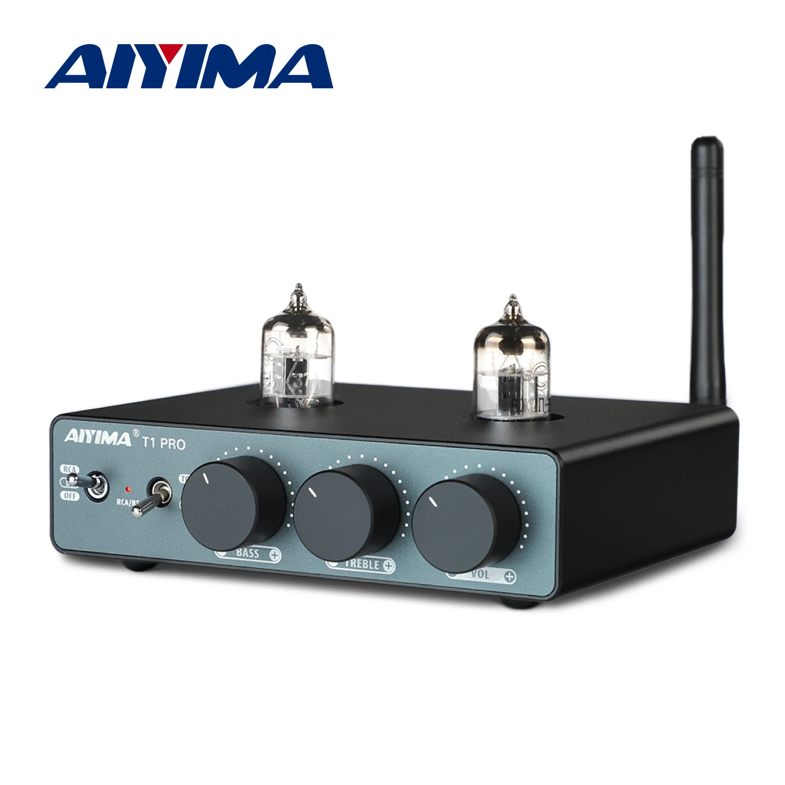 Pré-amplificador de Tubo Bluetooth AIYIMA Audio T1 Pro, Amplificador Estéreo Hifi com Controle de Tons de Agudos e Graves para Caixas de Som Domésticas