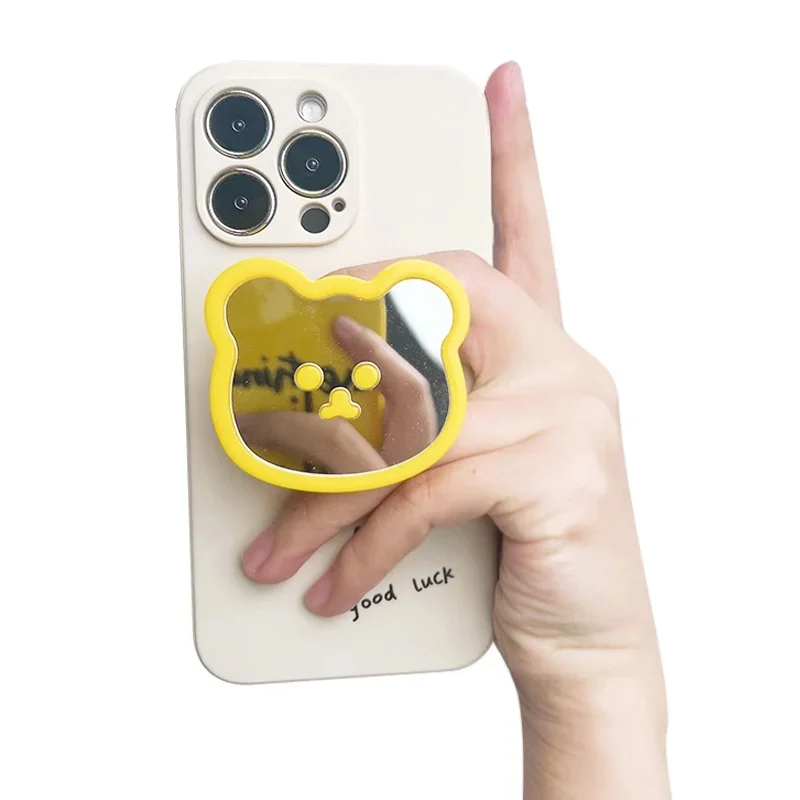 Suporte de Telefone em Forma de Urso Fofo, Suporte Expansível Adesivo, Anel de Dedo com Espelho para Smartphone Suporte de Telefone em Forma de Urso Fofo, Suporte Expansível Adesivo, Anel de Dedo com Espelho para Smartphone