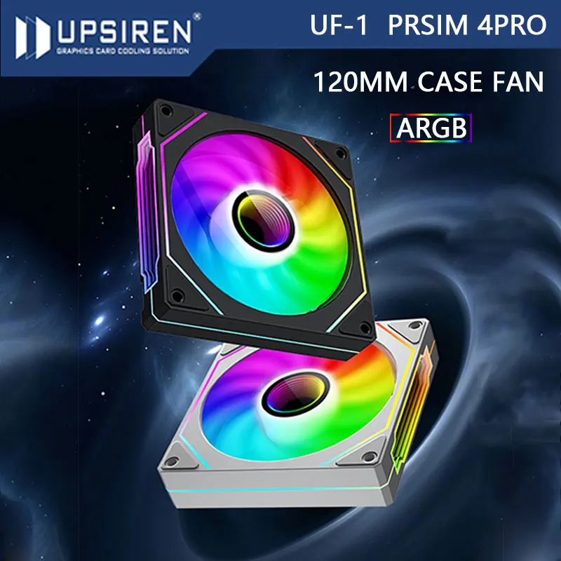 UPSIREN UF-1 PRISM 4 PRO Ventilador de chassi de computador 12cm ARGB 4 pinos PWM Ventilador de resfriamento silencioso 12V Grande volume de ar 45,2CFM/600-1500RPM