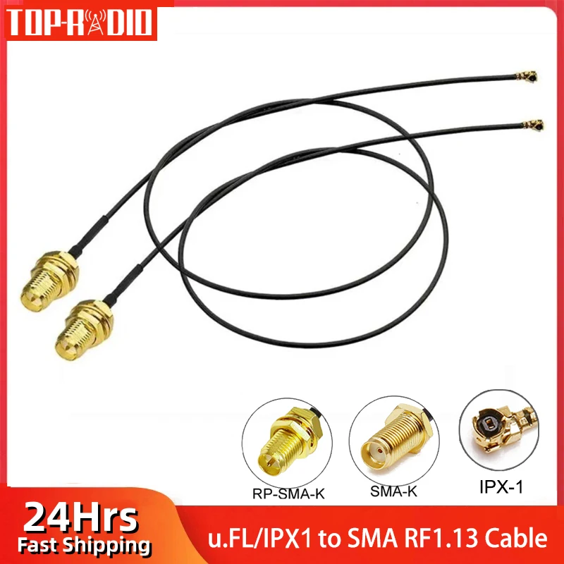 U.FL IPX IPX1 UFL para RP-SMA Antena de anteparo fêmea WiFi Pigtail SMA Conector 1.13 Cabo para roteador sem fio de cartão PCI