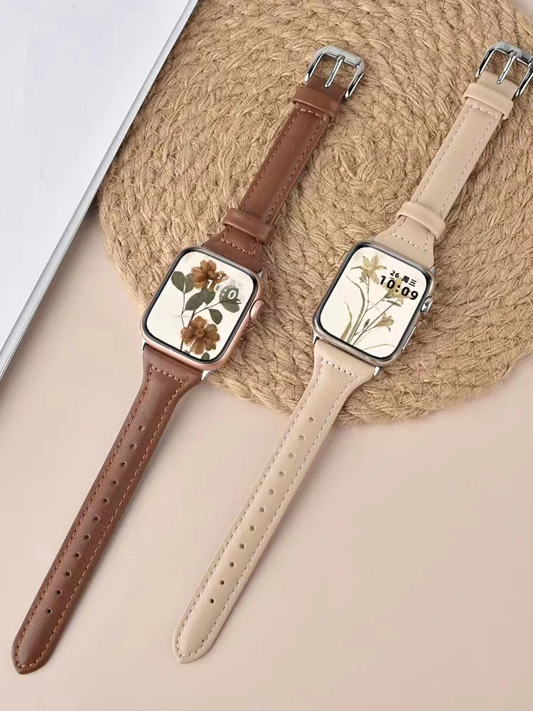 Pulseira de couro fina para apple watch band 44mm 45mm 41mm 40mm 38mm pulseira feminina iwatch série 9 8 7 6 5 4 3 se ultra 2 49mm Pulseira de couro fina para apple watch band 44mm 45mm 41mm 40mm 38mm pulseira feminina iwatch série 9 8 7 6 5 4 3 se ultra 2 49mm