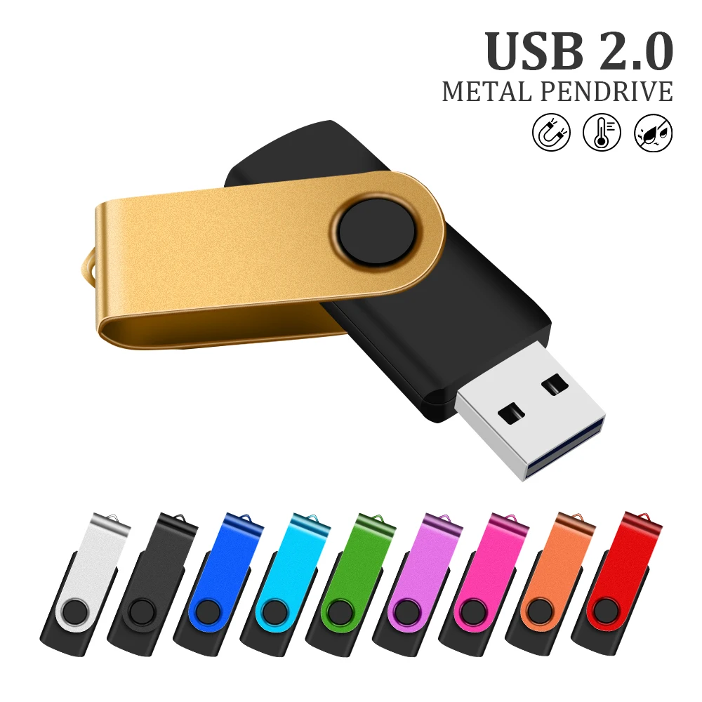 Pen Drive USB 2.0 64GB à Prova d'Água, Pen Drive 128GB, Pen Drive USB 4GB 8GB 16GB 32GB, Flash Disk de Alta Velocidade