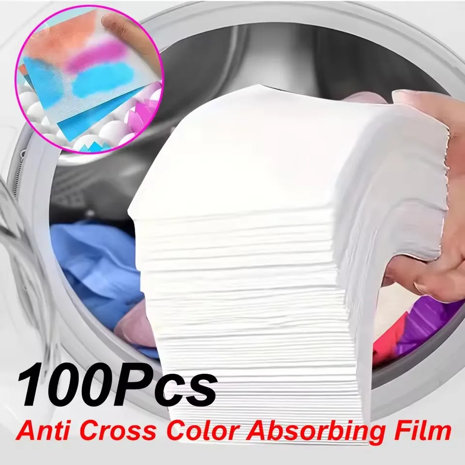 Papel absorvente de cor para lavanderia, comprimidos anti-tingimento para máquina de lavar, roupas limpas, folhas coletoras de cores