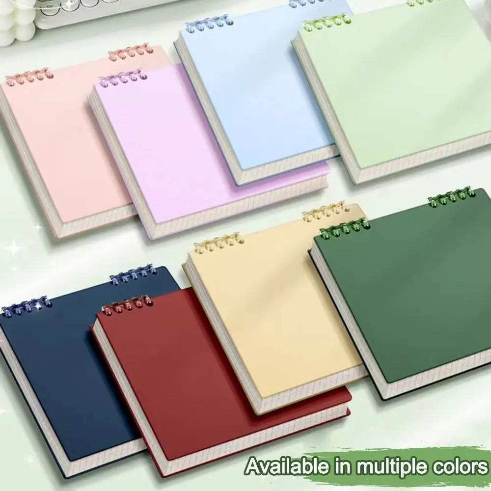 Caderno de folhas soltas espessadas com 120 páginas, bloco de notas colorido com páginas internas em grade, diário destacável para escola e escritório
