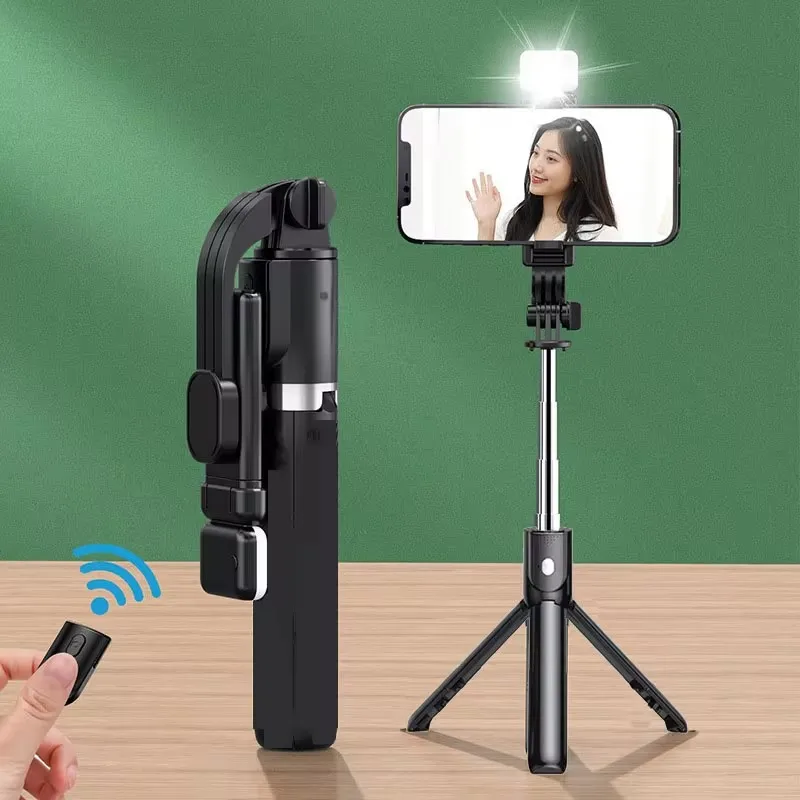 Novo Tripé FGCLSY para Câmera de Smartphone, Suporte com Disparador Bluetooth e Luz, Bastão de Selfie Sem Fio com Suporte para Telefone