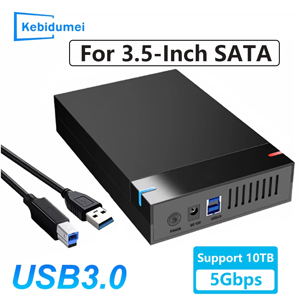 Capa para hdd de 3.5 polegadas, usb 3.0 para sata, leitor de disco rígido externo, suporte para gabinete de disco rígido de 10tb, adaptador de alta velocidade para pc lapop