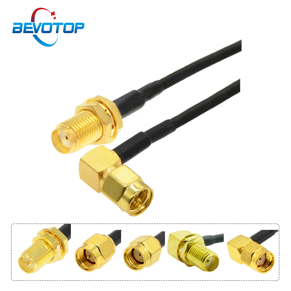 Sma para cotovelo sma/RP-SMA macho cabo de extensão de ângulo reto rg174 trança rf coaxial jumper wifi roteador antena cabo adaptador