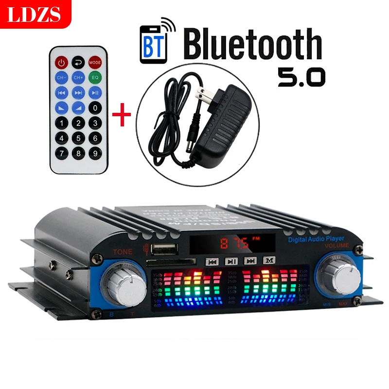 Amplificador de som hifi de potência máxima 1800w, amplificador de áudio digital de 4 canais, bluetooth, karaokê, rádio fm, suporte para controle remoto