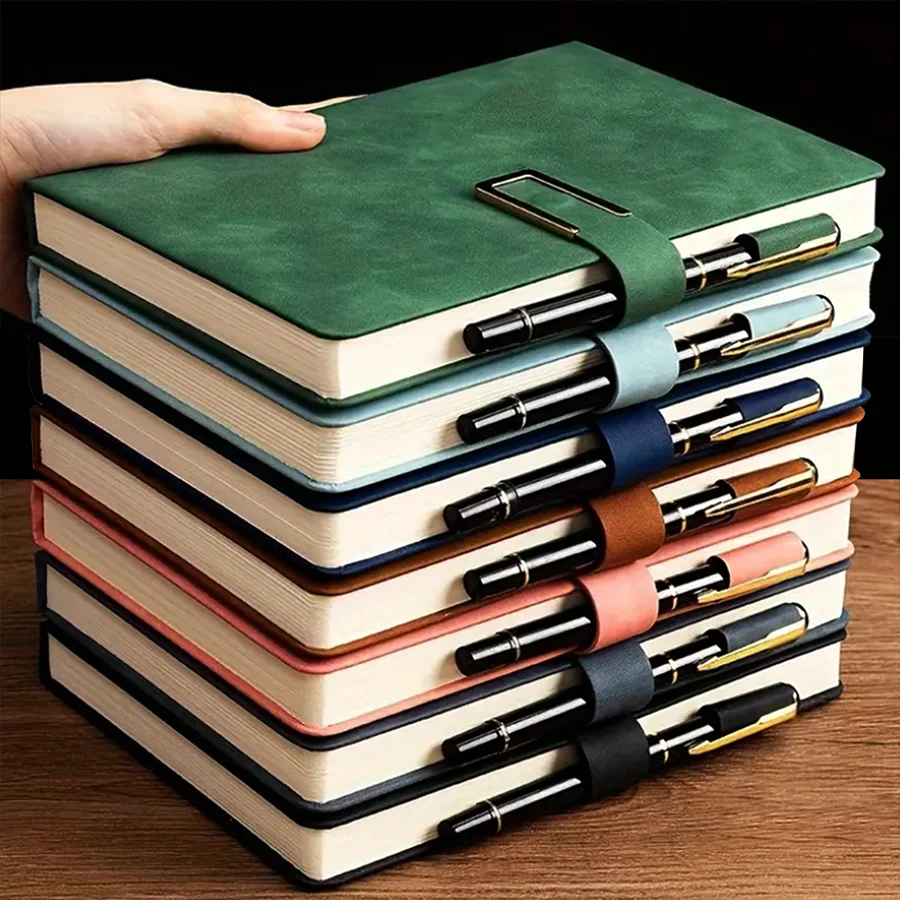 Caderno de couro A5 vintage com capa mole personalizada - perfeito para reuniões de negócios e vida universitária Caderno de couro A5 vintage com capa mole personalizada - perfeito para reuniões de negócios e vida universitária