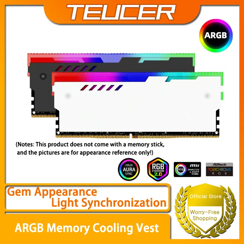 Teucer memória colete de resfriamento argb dissipador de calor ram kit de resfriamento adequado para memória de computador desktop pc Teucer memória colete de resfriamento argb dissipador de calor ram kit de resfriamento adequado para memória de computador desktop pc