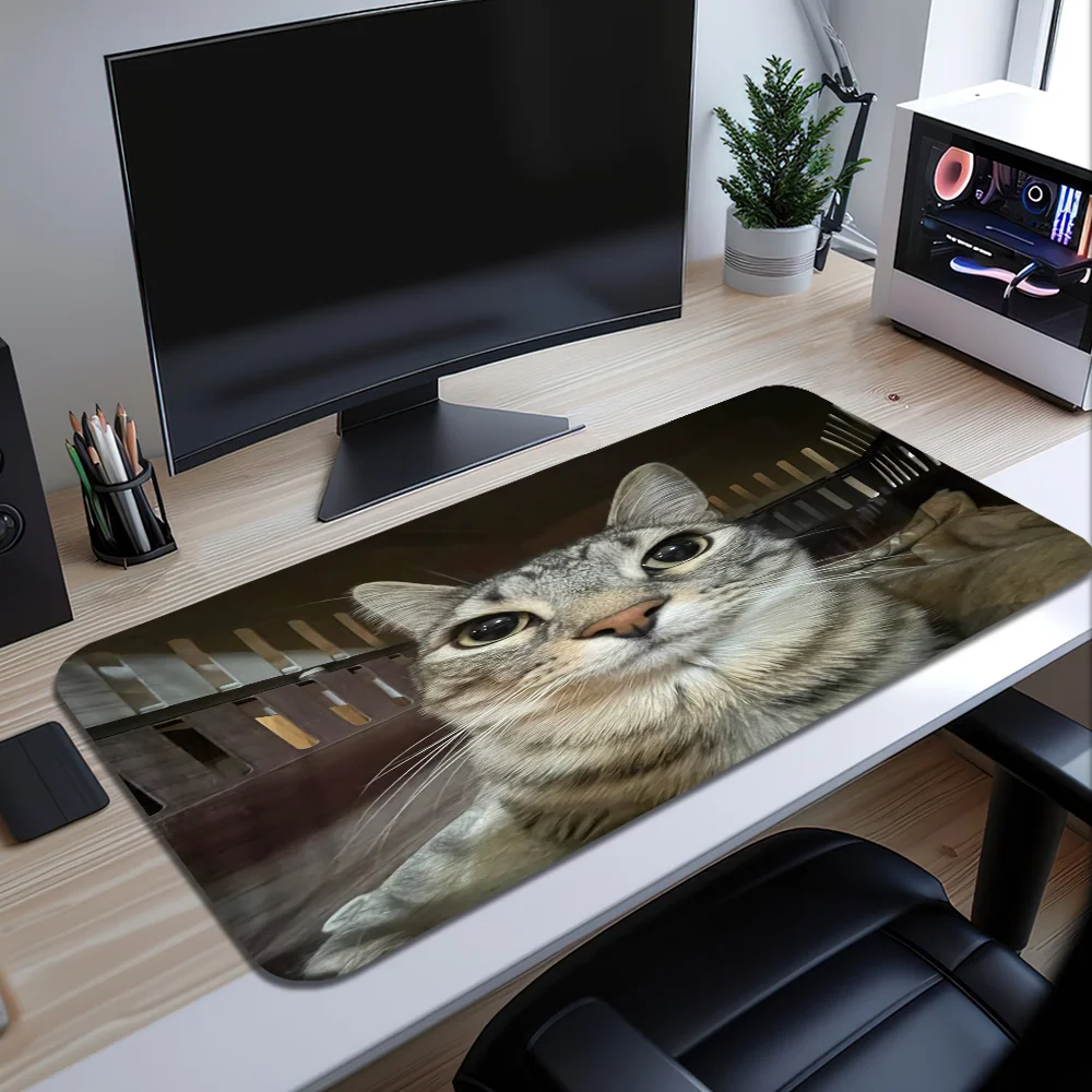 Mouse Pad Grande Antiderrapante e Ergonômico de Borracha para Teclado, com Design Engraçado de Gato Meme Z-Zazu Halloween, para Escritório, PC e Casa, Personalizável