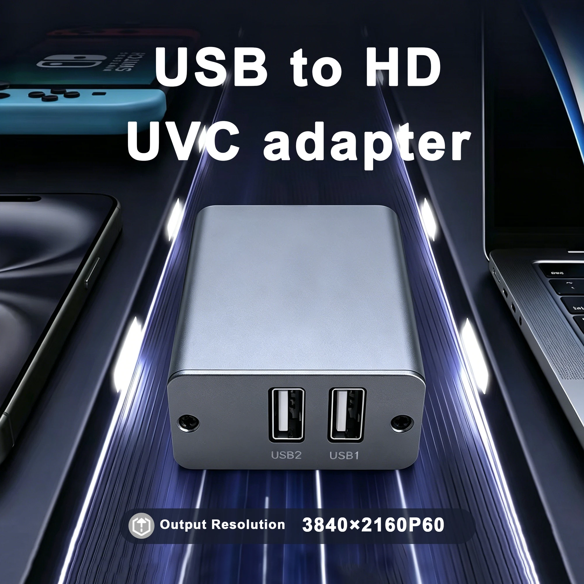 Câmera de Vídeo USB para HDMI UVC, Placa de Captura de Imagem Action4/Action5/Pocket3 para HDMI, Transmissão ao Vivo de Esportes