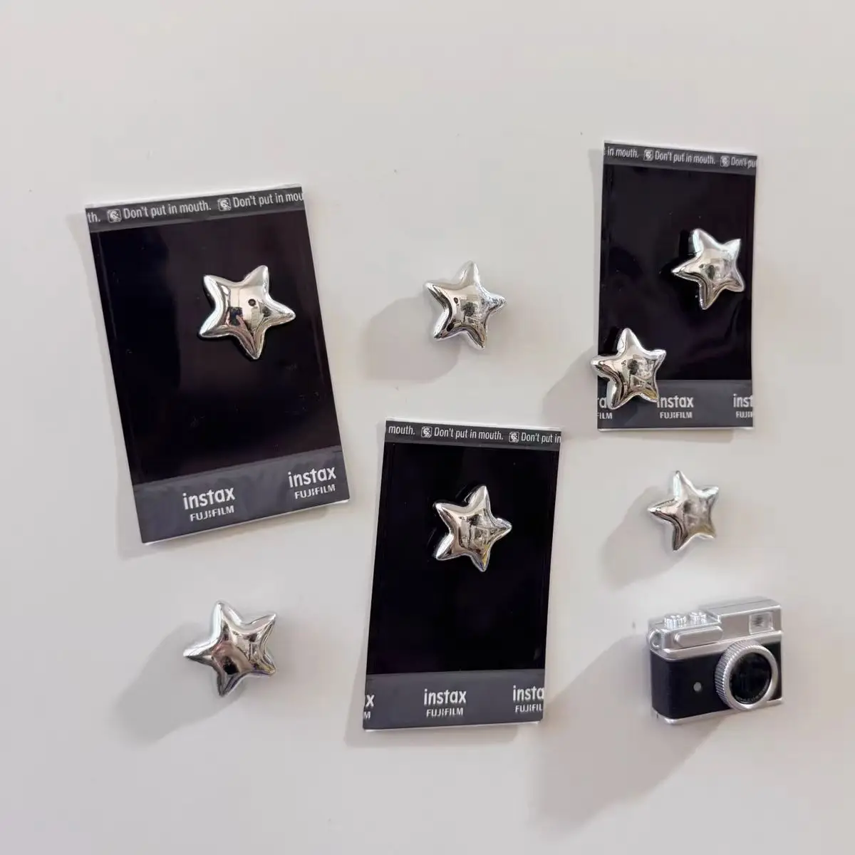 Ímã de geladeira com estrelas prateadas, adesivo magnético para montagem na parede de fotos de unhas
