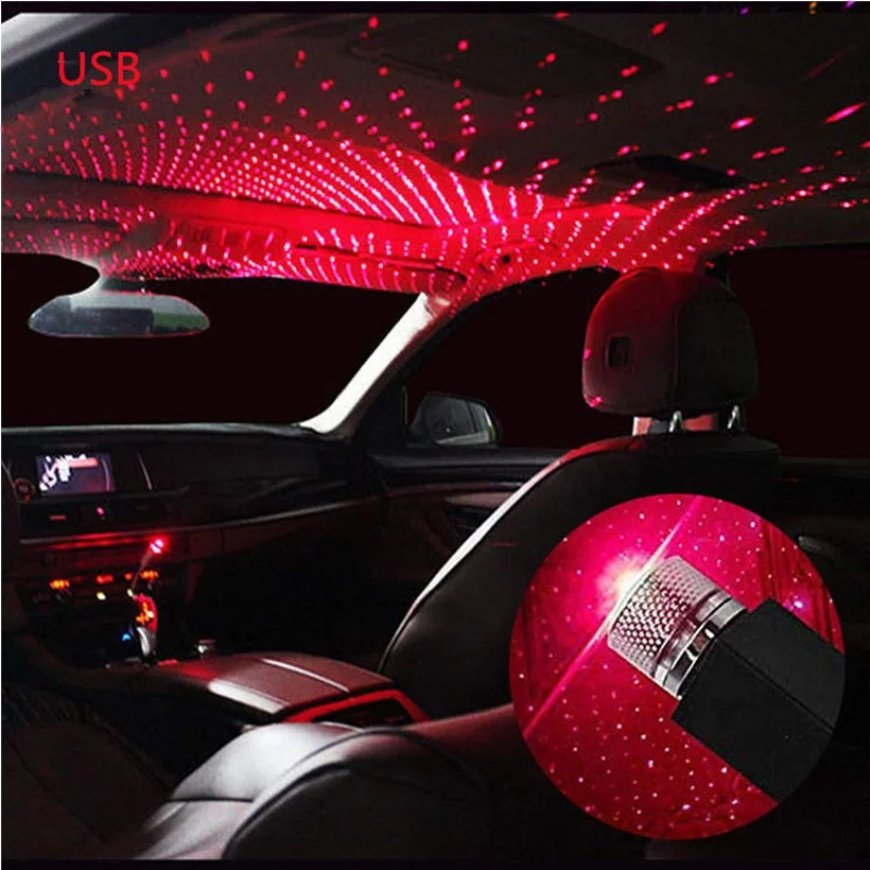 Portátil mini lâmpada decorativa led usb ajustável casamento carro interior decoração do teto telhado estrela projetor projeção luz da noite