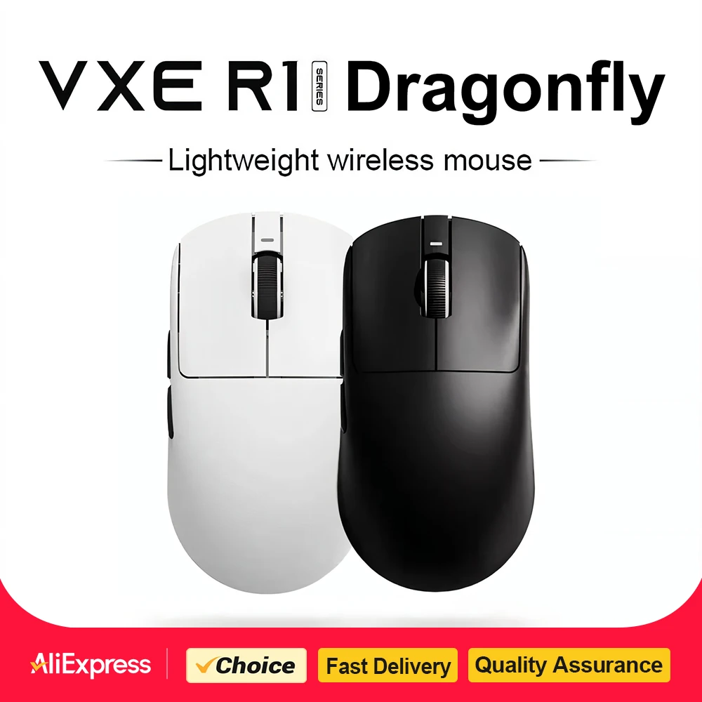 Mouse Gamer Sem Fio ATK VXE Dragonfly R1 Pro MAX para Esports, Recarregável, PAW3395 R1 Pro, Leve, Personalizado para FPS, para CSGO