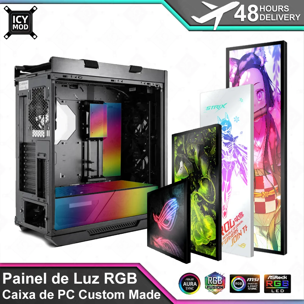 Painel de Iluminação RGB Personalizado A-RGB Colorido AURA SYNC para Cooler Líquido MOD para Gabinete de PC VGA Backplate Painel Lateral Symphony