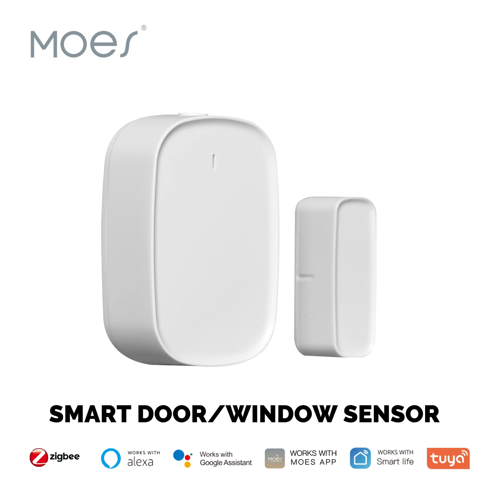 Moes tuya zigbee inteligente janela porta sensor detector de segurança em casa inteligente sistema alarme vida inteligente tuya app controle remoto
