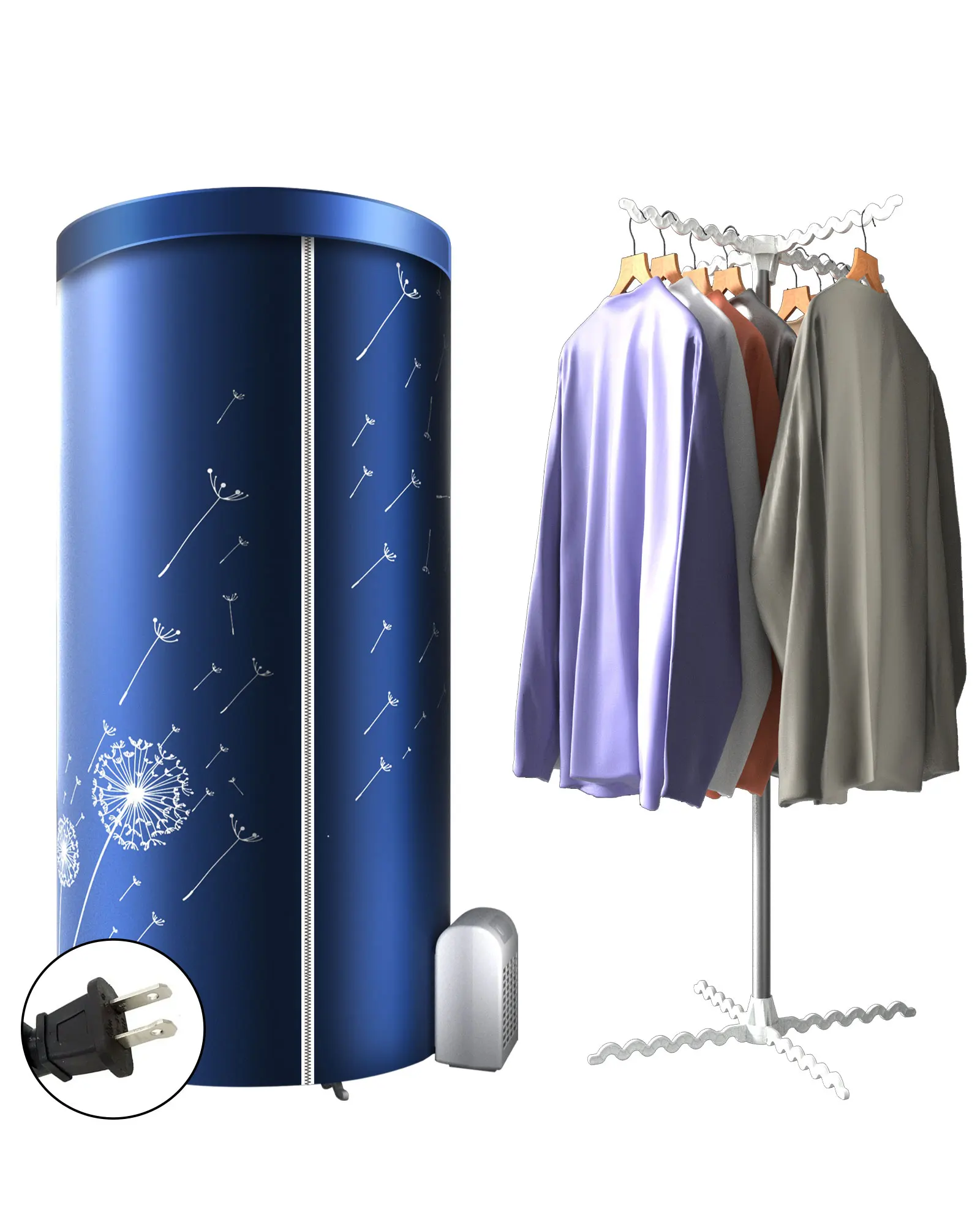 Secador de roupas elétrico portátil, airer de roupas aquecido de 1000w, secador de roupas aquecido de viagem com temporizador, secador de roupas elétrico