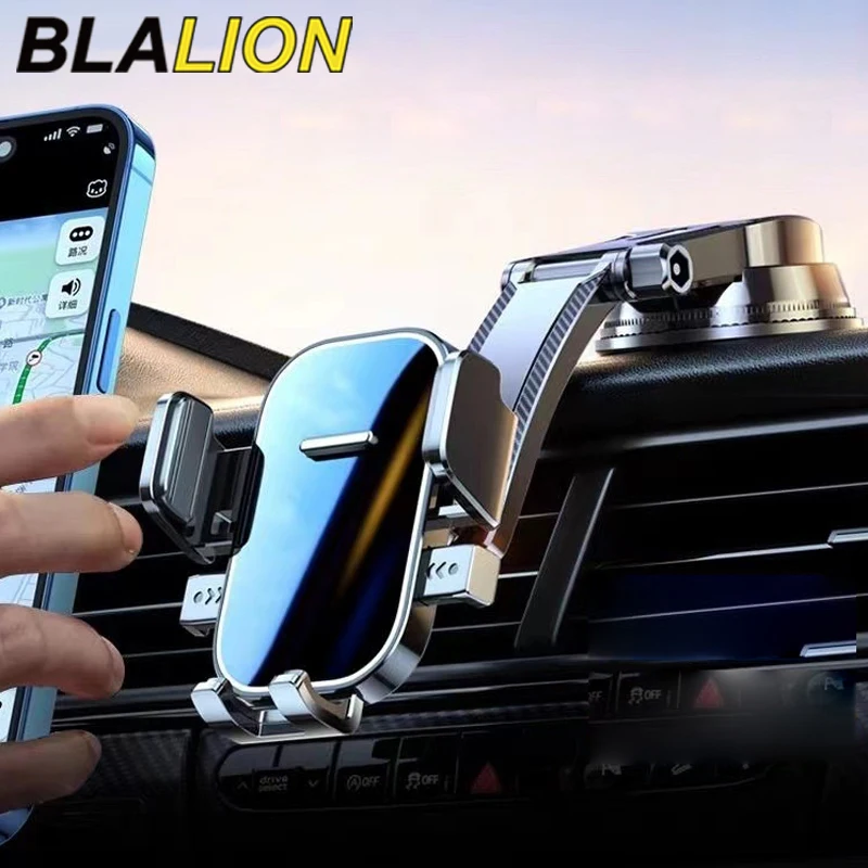BLALION Suporte para telefone para carro Suporte para painel 360 ° Suporte giratório para smartphone de gravidade com suporte de haste de extensão GPS