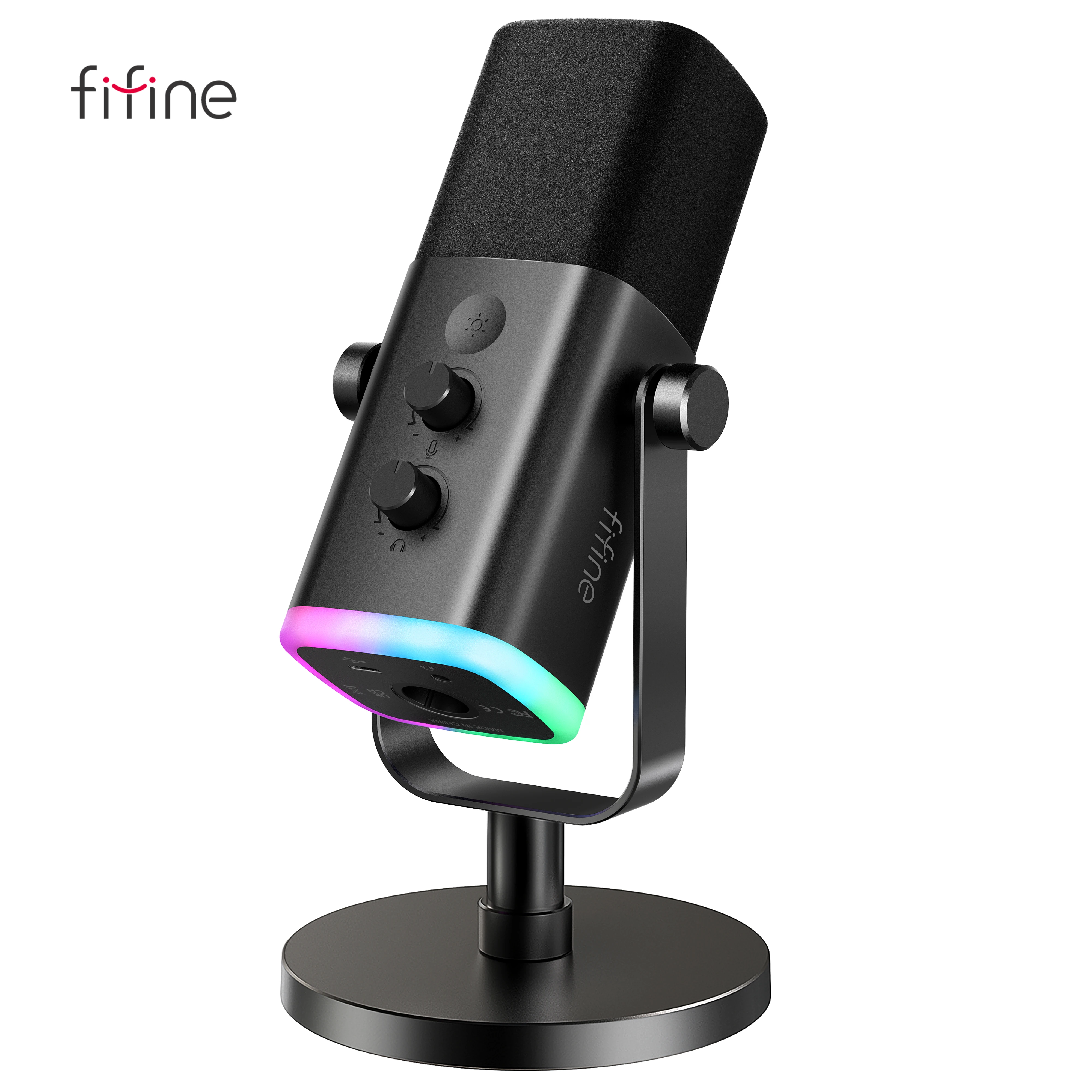 Microfone dinâmico FIFINE USB/XLR com botão de toque de mudo, conector de fone de ouvido, controles de E/S, para PC PS5/4, mixer, MIC para jogos Ampligame AM8