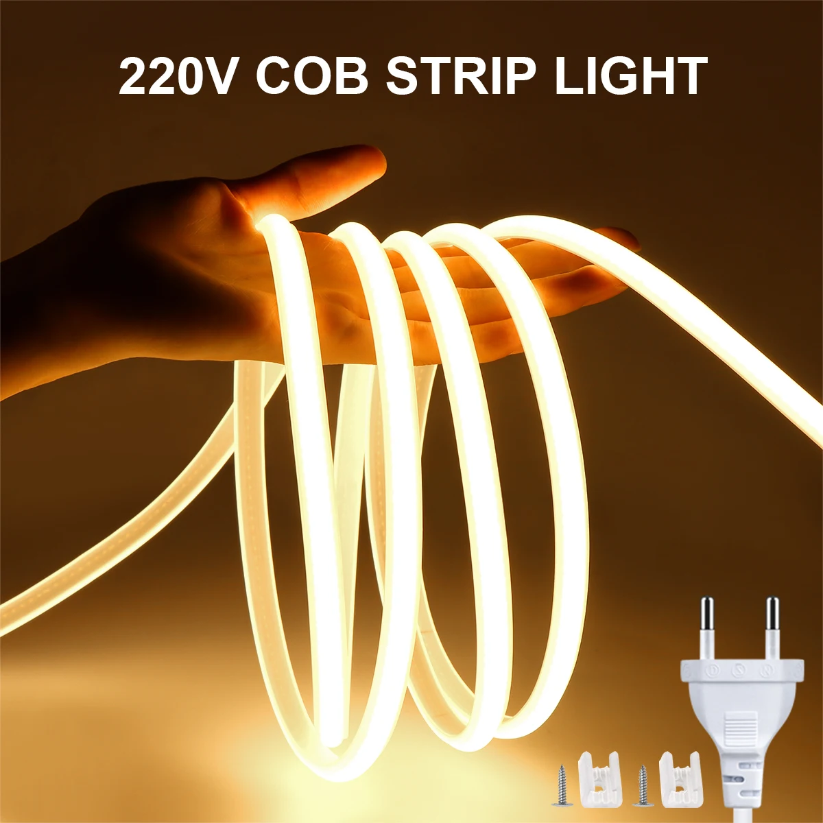 288 leds/m ip67 à prova dip67 água ac110v/220v cob led luz de tira ue/eua plug para casa hotel teatro publicidade ao ar livre sinal decoração