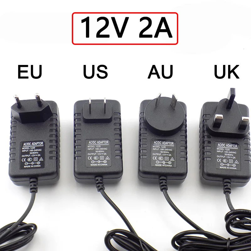 Adaptador ac dc 12v 2a 2000ma, fonte de alimentação, ue, reino unido, au, eua, plug, carregador de parede para lâmpada de luz de tira led 5.5mm * 2.5mm Adaptador ac dc 12v 2a 2000ma, fonte de alimentação, ue, reino unido, au, eua, plug, carregador de parede para lâmpada de luz de tira led 5.5mm * 2.5mm