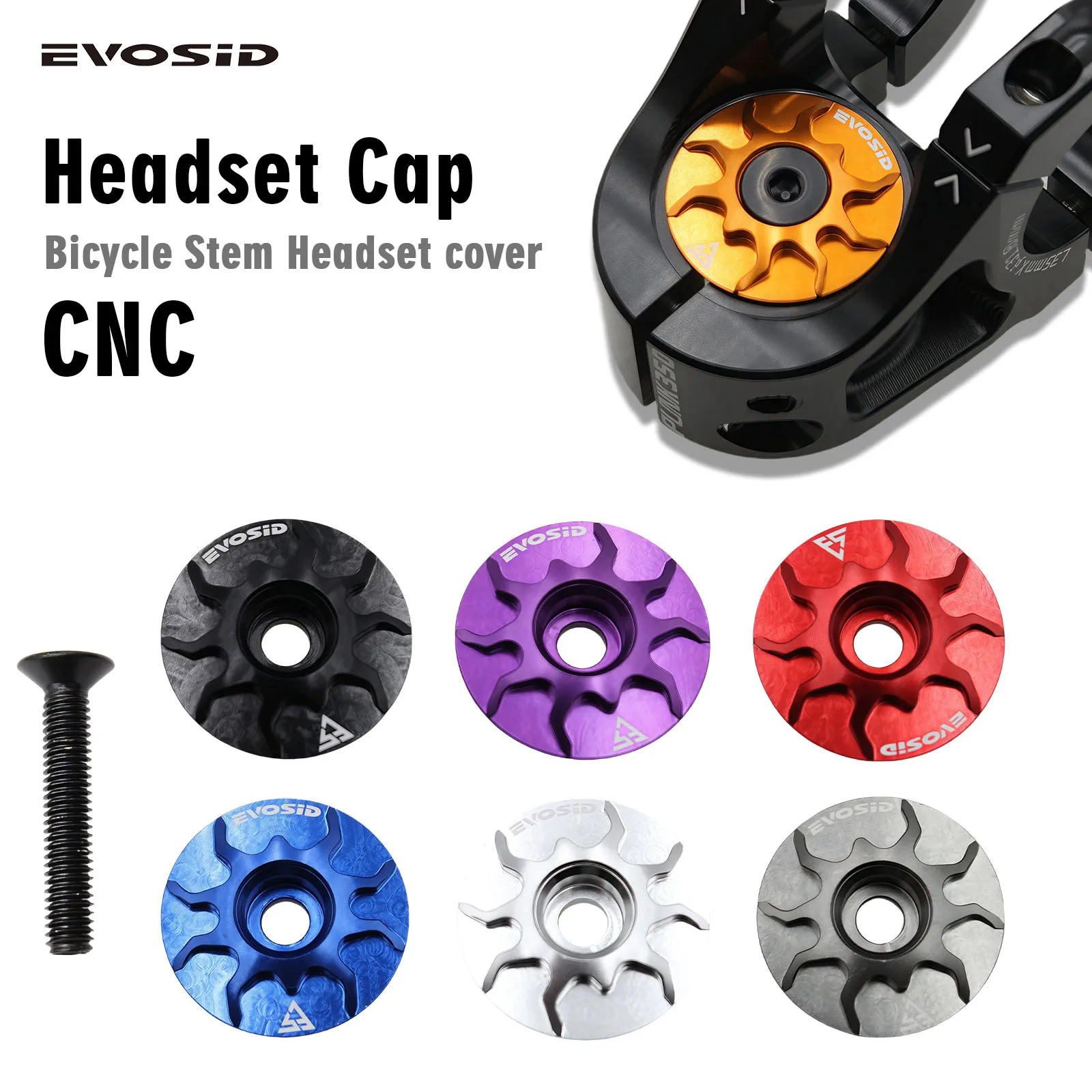 Evosid tampa do fone de ouvido da bicicleta mtb estrada haste fone de ouvido tampa superior cnc com parafuso para 28.6mm garfo cabeça tubo acessórios ciclismo Evosid tampa do fone de ouvido da bicicleta mtb estrada haste fone de ouvido tampa superior cnc com parafuso para 28.6mm garfo cabeça tubo acessórios ciclismo