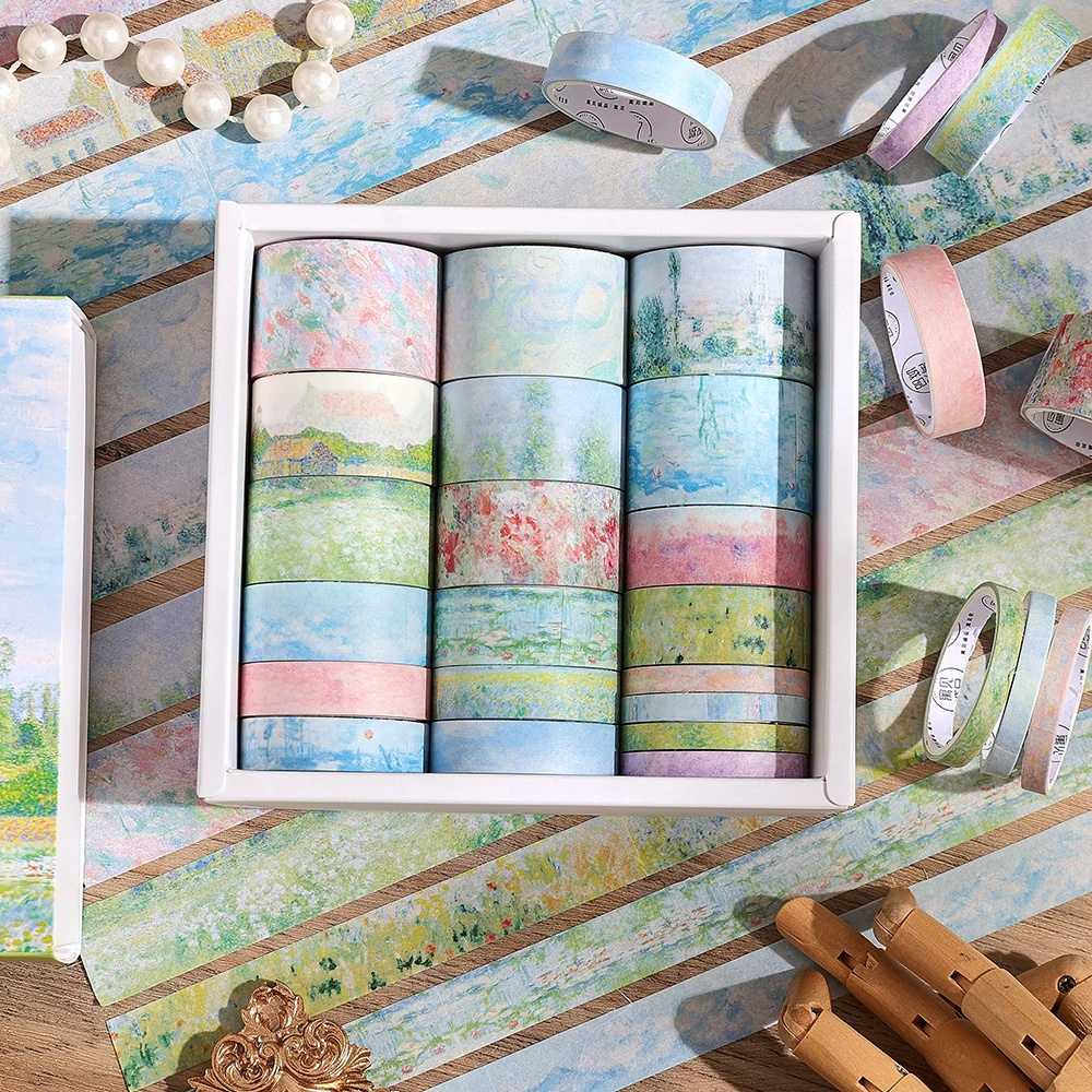 Conjunto de 20 rolos de fita adesiva decorativa com motivos de jardim em estilo vintage, 2 metros (2,2 jardas) de comprimento, fitas adesivas para scrapbooking, diários, planners e cadernos.