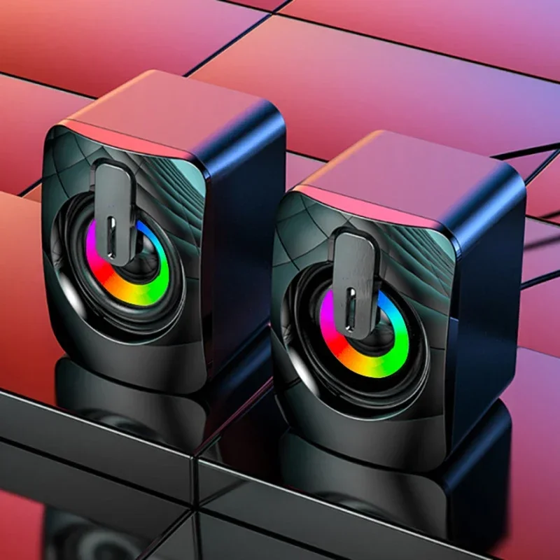 Coluna de computador estéreo de alta fidelidade com microfone, coluna com fio USB para computador de mesa e portátil.