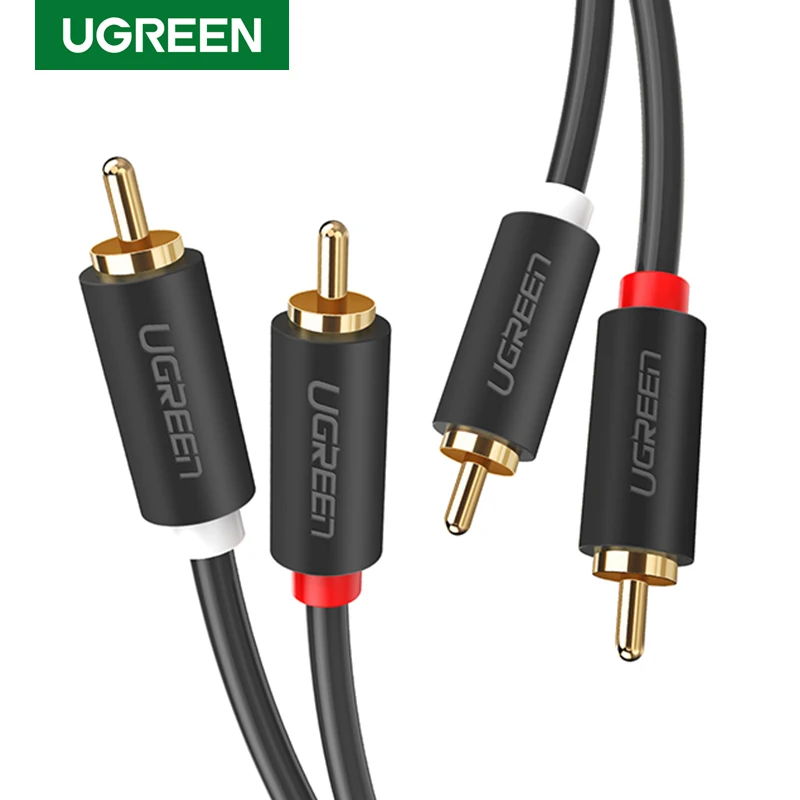 2RCA para 2 UGREEN RCA Macho para Macho Cabo De Áudio Ouro-Banhado Cabo de Áudio RCA 2m 3m 5m para Home Theater DVD TV CD Amplificador Soundbox