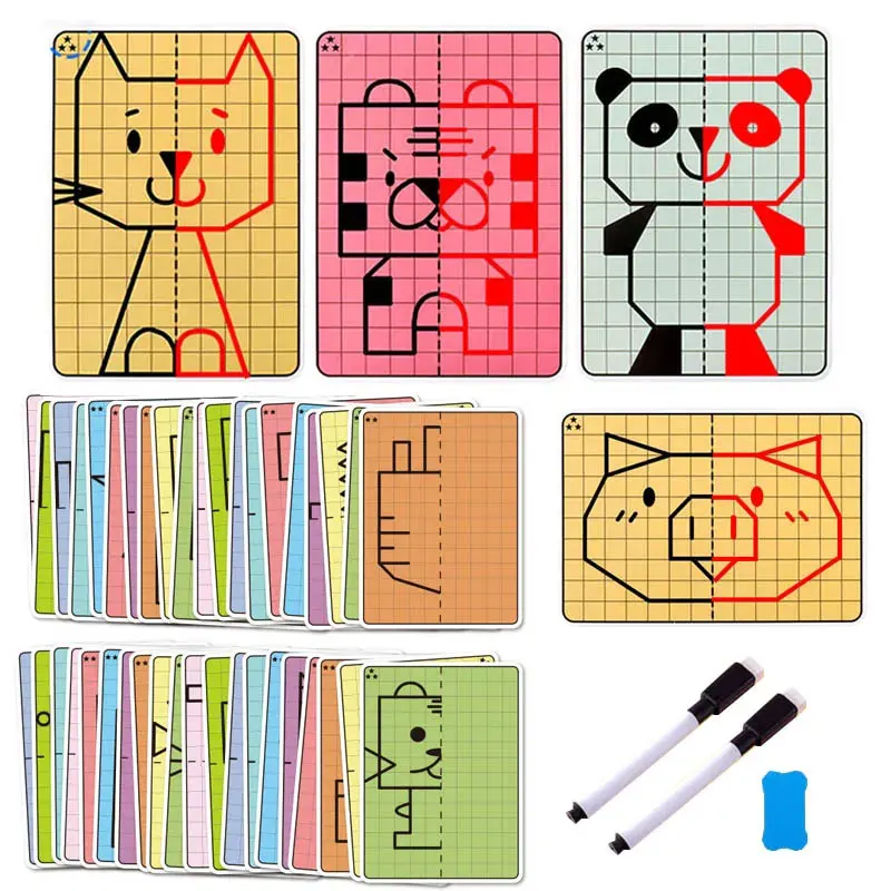 Brinquedo de desenho simétrico de grade infantil de 30 páginas se concentra na escrita de habilidades motoras finas e desenho de treinamento de controle de escova de 4 cores Brinquedo de desenho simétrico de grade infantil de 30 páginas se concentra na escrita de habilidades motoras finas e desenho de treinamento de controle de escova de 4 cores
