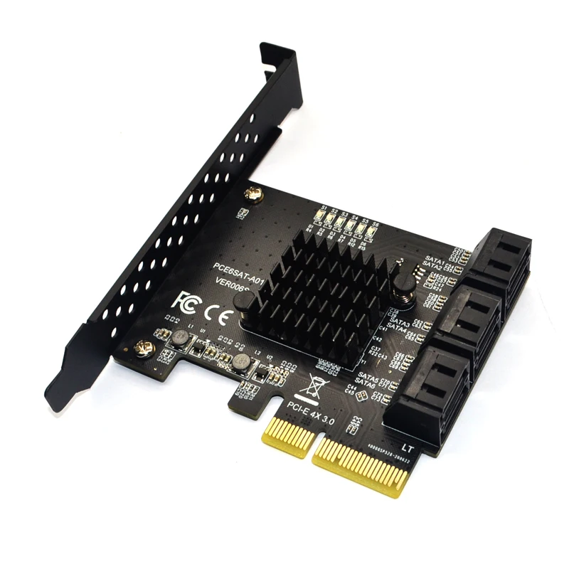 Adaptador sata pci e 6 portas sata 3.0 para pci express x4 placa de expansão sata3.0 pcie pci-e controlador sata para hdd asmedia asm1166