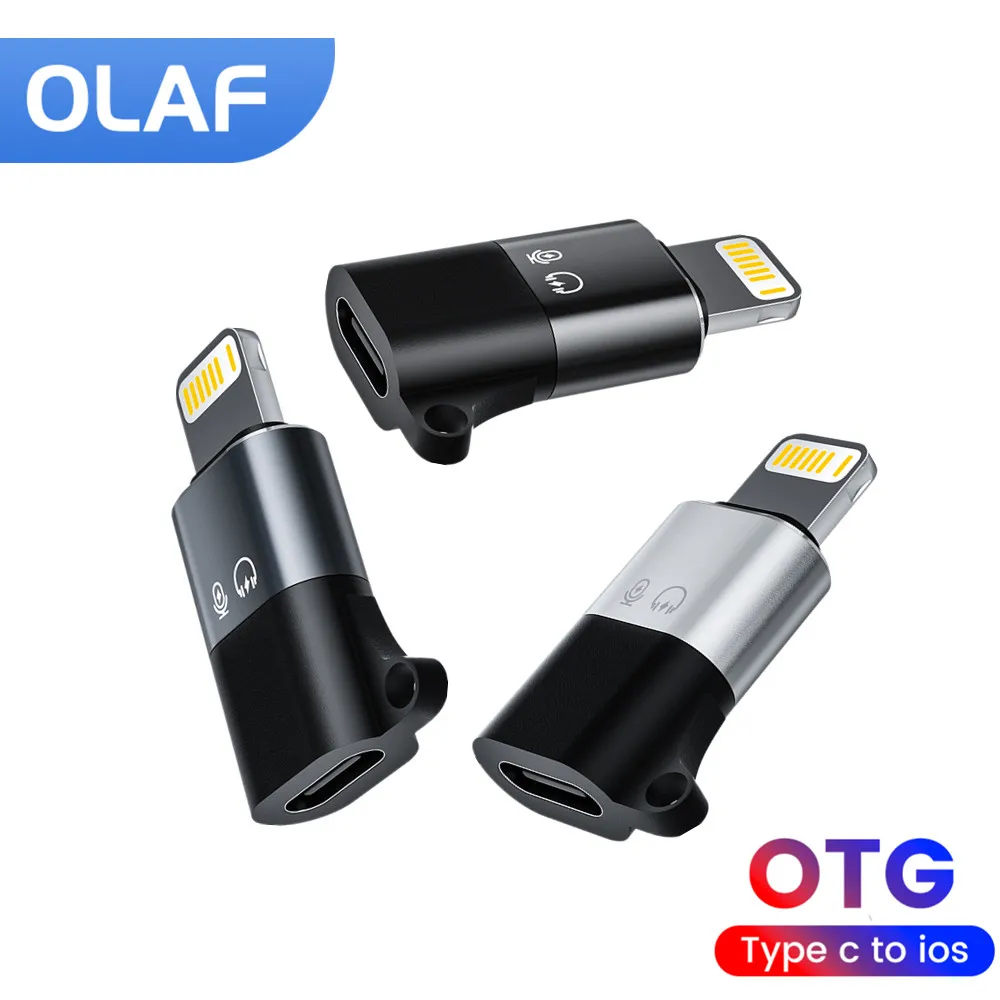 Olaf otg tipo c para adaptador relâmpago para iphone relâmpago macho para usb c fêmea tipo c adaptador para fones de ouvido unidade flash usb otg