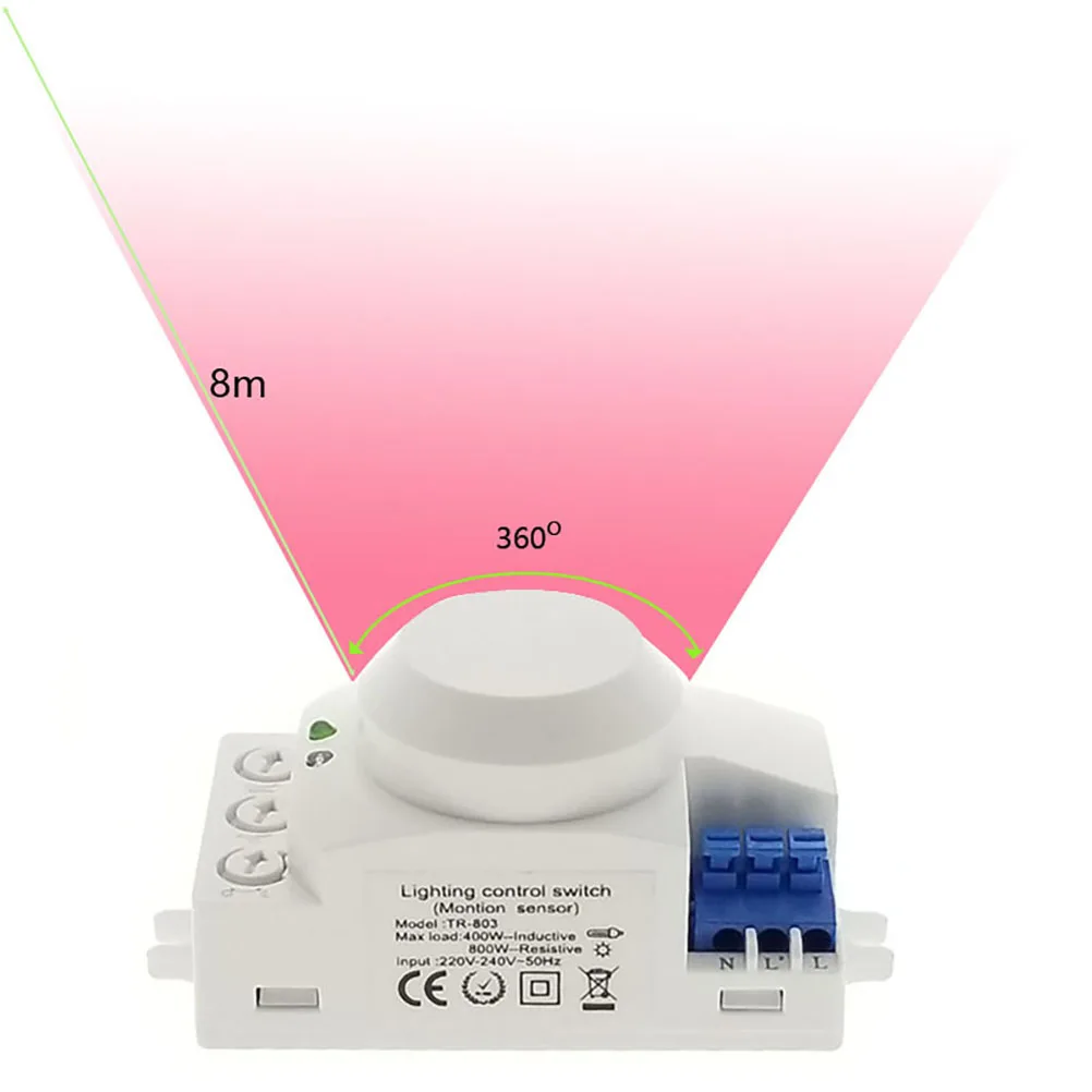 Interruptor do sensor de microondas 5.8ghz HF 220V LED sensor de corpo de movimento de radar de 360 graus