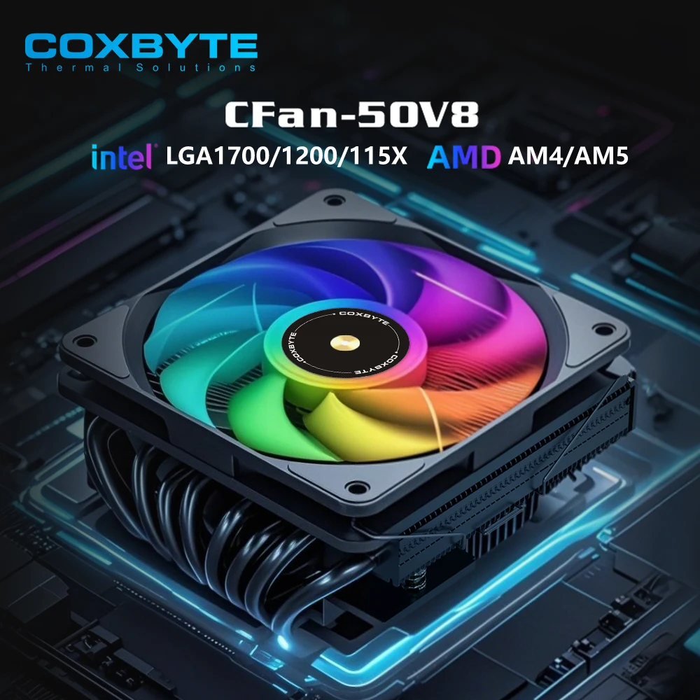 Coxbyte itx cpu cooler 4pin pwm rgb 8 tubos de calor refrigerador de ar intel lga1700 1150 1155 1156 115x 1200 processador cooler ventilador de refrigeração