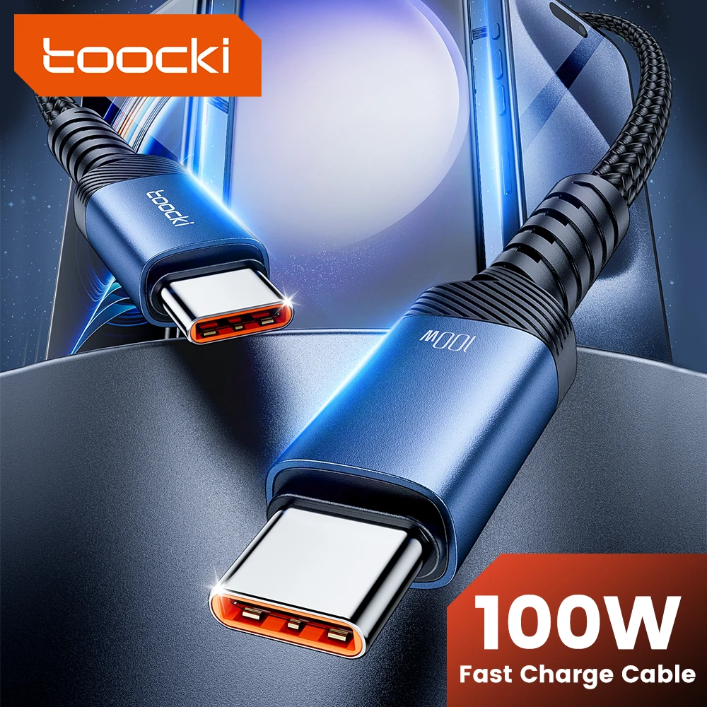 Toocki-Tipo C para Cabo USB, 100W, PD Carregamento Rápido, Carregador para Xiaomi POCO F3, Realme, Macbook, Samsung, iPad