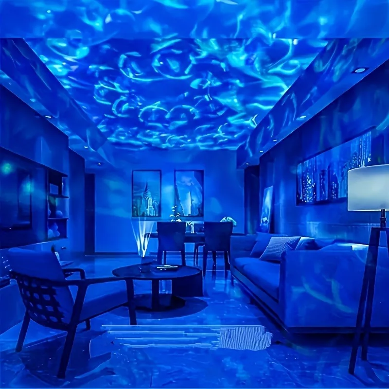 1pc onda de água vibrante led luz de projeção, controle remoto, alimentado por usb, projetor atmosfera rgb para o quarto, decoração de cinema em casa