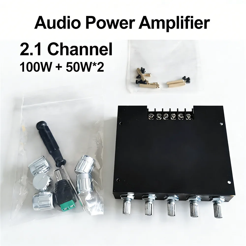 Placa Amplificadora de Áudio Digital 2.1 Canais 100W+50W*2 com Módulo Bluetooth Sem Fio, Subwoofer, AUX 12/24V, Estéreo HiFi para Caixas de Som Placa Amplificadora de Áudio Digital 2.1 Canais 100W+50W*2 com Módulo Bluetooth Sem Fio, Subwoofer, AUX 12/24V, Estéreo HiFi para Caixas de Som