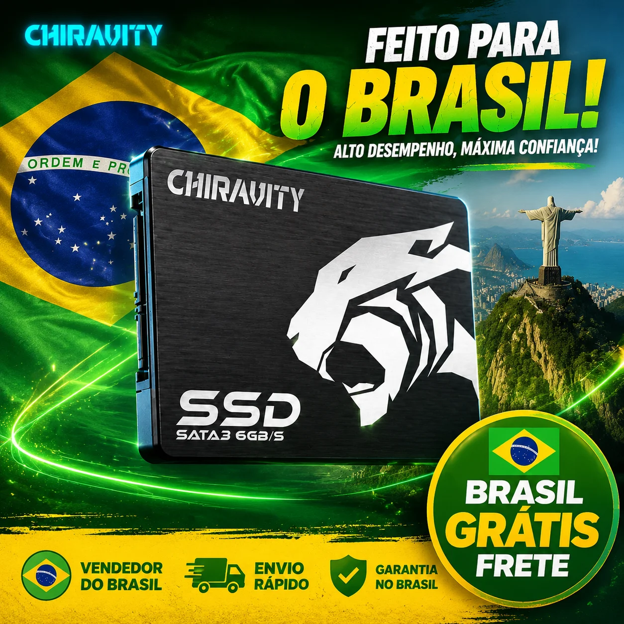 CHIRAVITY SSD SATA3 de 2,5 Polegadas para Upgrade, 512GB 256GB 128GB, Unidade de Estado Sólido Interna para Desktop e Laptop CHIRAVITY SSD SATA3 de 2,5 Polegadas para Upgrade, 512GB 256GB 128GB, Unidade de Estado Sólido Interna para Desktop e Laptop