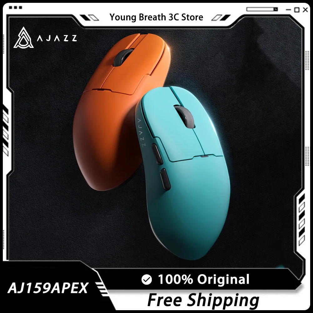 Ajazz aj159 apex mouse tri modo sem fio 8k paw3950 sensor base de carga de mouse para jogos de baixa latência personalizar leve pc gamer